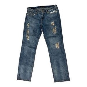 Poetic Justice Shaw Boyfriend Women Straight Jeans 30/32 Blue Stretch Studded